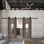 Glasschiebetür BARN-LINE Loft Rosteisen Genietet 35 Auf Klarglas Glasschiebetür BARN-LINE Loft Rosteisen Genietet 35 Auf Klarglas