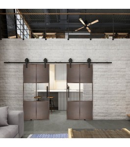 Glasschiebetür BARN-LINE Loft Rosteisen Genietet 30 Auf Klarglas