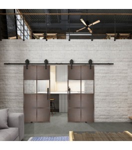 Glasschiebetür BARN-LINE Loft Rosteisen Genietet 29 Auf Klarglas