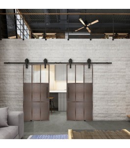 Glasschiebetür BARN-LINE Loft Rosteisen Genietet 23 Auf Klarglas