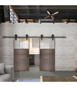 Glasschiebetür BARN-LINE Loft Rosteisen Genietet 15 Auf Klarglas