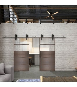 Glasschiebetür BARN-LINE Loft Rosteisen Genietet 13 Auf Klarglas