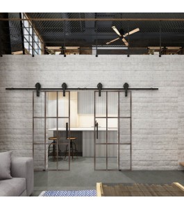 Glasschiebetür BARN-LINE Loft Rosteisen Genietet 11 Auf Klarglas