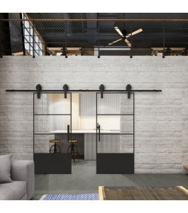 Glasschiebetür BARN-LINE Loft Schwarzlack 32 Auf Klarglas