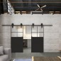 Glasschiebetür BARN-LINE Loft Schwarzlack 23 Auf Klarglas Glasschiebetür BARN-LINE Loft Schwarzlack 23 Auf Klarglas