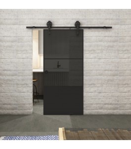 Glasschiebetür BARN-LINE Loft Schwarzlack 33 Auf Grauglas