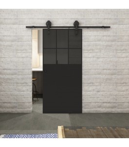 Glasschiebetür BARN-LINE Loft Schwarzlack 27 Auf Grauglas