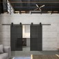 Glasschiebetür BARN-LINE Loft Schwarzlack 07 Auf Grauglas Glasschiebetür BARN-LINE Loft Schwarzlack 07 Auf Grauglas
