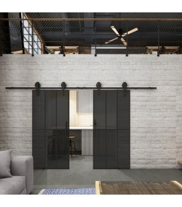 Glasschiebetür BARN-LINE Loft Schwarzlack 12 Auf Grauglas