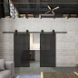 Glasschiebetür BARN-LINE Loft Schwarzlack 20 Auf Grauglas Glasschiebetür BARN-LINE Loft Schwarzlack 20 Auf Grauglas