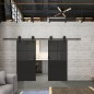 Glasschiebetür BARN-LINE Loft Schwarzlack 24 Auf Grauglas Glasschiebetür BARN-LINE Loft Schwarzlack 24 Auf Grauglas