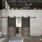 Glasschiebetür BARN-LINE Loft Rosteisen Genietet 18 Auf Grauglas Glasschiebetür BARN-LINE Loft Rosteisen Genietet 18 Auf Grauglas