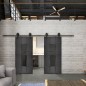 Glasschiebetür BARN-LINE Loft Schwarzeisen Genietet 34 Auf Grauglas Glasschiebetür BARN-LINE Loft Schwarzeisen Genietet 34 Auf Grauglas