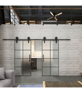 Glasschiebetür BARN-LINE Loft Schwarzlack 06 Blickdicht