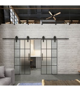 Glasschiebetür BARN-LINE Loft Schwarzlack 10 Blickdicht