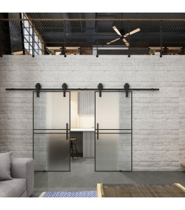 Glasschiebetür BARN-LINE Loft Schwarzlack 18 Blickdicht