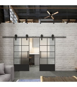 Glasschiebetür BARN-LINE Loft Schwarzlack 34 Blickdicht