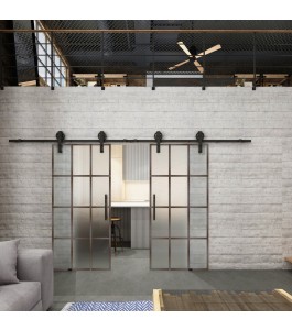 Glasschiebetür BARN-LINE Loft Rosteisen Genietet 10 Blickdicht