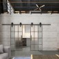 Glasschiebetür BARN-LINE Loft Rosteisen Genietet 10 Blickdicht