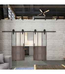 Glasschiebetür BARN-LINE Loft Rosteisen Genietet 24 Blickdicht
