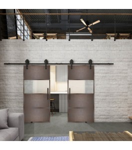 Glasschiebetür BARN-LINE Loft Rosteisen Genietet 26 Blickdicht