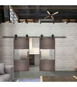 Glasschiebetür BARN-LINE Loft Rosteisen Genietet 27 Blickdicht