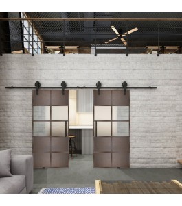 Glasschiebetür BARN-LINE Loft Rosteisen Genietet 28 Blickdicht