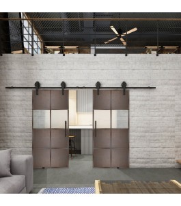 Glasschiebetür BARN-LINE Loft Rosteisen Genietet 29 Blickdicht