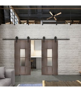 Glasschiebetür BARN-LINE Loft Rosteisen Genietet 35 Blickdicht