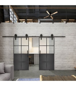 Glasschiebetür BARN-LINE Loft Schwarzeisen Genietet 18 Blickdicht