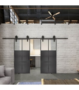 Glasschiebetür BARN-LINE Loft Schwarzeisen Genietet 19 Blickdicht