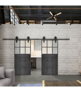 Glasschiebetür BARN-LINE Loft Schwarzeisen Genietet 21 Blickdicht
