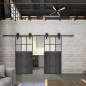 Glasschiebetür BARN-LINE Loft Schwarzeisen Genietet 21 Blickdicht Glasschiebetür BARN-LINE Loft Schwarzeisen Genietet 21 Blickdicht
