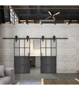 Glasschiebetür BARN-LINE Loft Schwarzeisen Genietet 22 Blickdicht