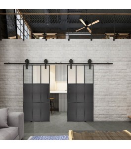 Glasschiebetür BARN-LINE Loft Schwarzeisen Genietet 23 Blickdicht