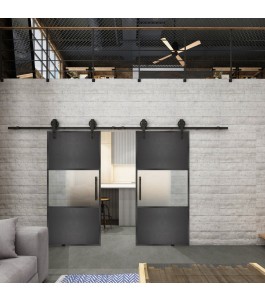 Glasschiebetür BARN-LINE Loft Schwarzeisen Genietet 27 Blickdicht
