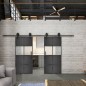 Glasschiebetür BARN-LINE Loft Schwarzeisen Genietet 29 Blickdicht Glasschiebetür BARN-LINE Loft Schwarzeisen Genietet 29 Blickdicht