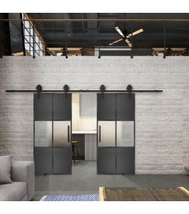 Glasschiebetür BARN-LINE Loft Schwarzeisen Genietet 30 Blickdicht