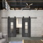 Glasschiebetür BARN-LINE Loft Schwarzeisen Genietet 34 Blickdicht Glasschiebetür BARN-LINE Loft Schwarzeisen Genietet 34 Blickdicht