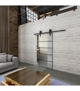 Glasschiebetür BARN-LINE Loft Schwarzlack 01 Blickdicht