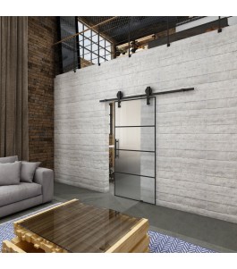 Glasschiebetür BARN-LINE Loft Schwarzlack 02 Blickdicht