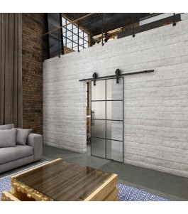 Glasschiebetür BARN-LINE Loft Schwarzlack 06 Blickdicht