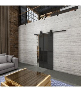 Glasschiebetür BARN-LINE Loft Schwarzlack 12 Auf Grauglas