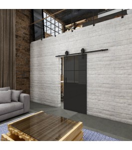 Glasschiebetür BARN-LINE Loft Schwarzlack 24 Auf Grauglas