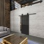 Glasschiebetür BARN-LINE Loft Schwarzlack 24 Auf Grauglas Glasschiebetür BARN-LINE Loft Schwarzlack 24 Auf Grauglas