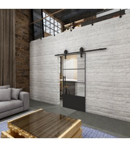 Glasschiebetür BARN-LINE Loft Schwarzlack 32 Auf Klarglas