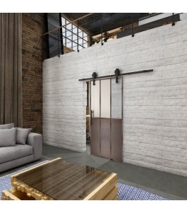 Glasschiebetür BARN-LINE Loft Rosteisen Genietet 24 Blickdicht
