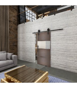 Glasschiebetür BARN-LINE Loft Rosteisen Genietet 26 Blickdicht