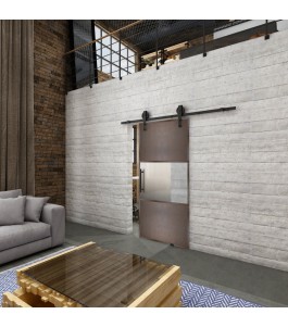 Glasschiebetür BARN-LINE Loft Rosteisen Genietet 27 Blickdicht