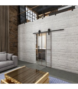 Glasschiebetür BARN-LINE Loft Rosteisen Genietet 12 Auf Klarglas